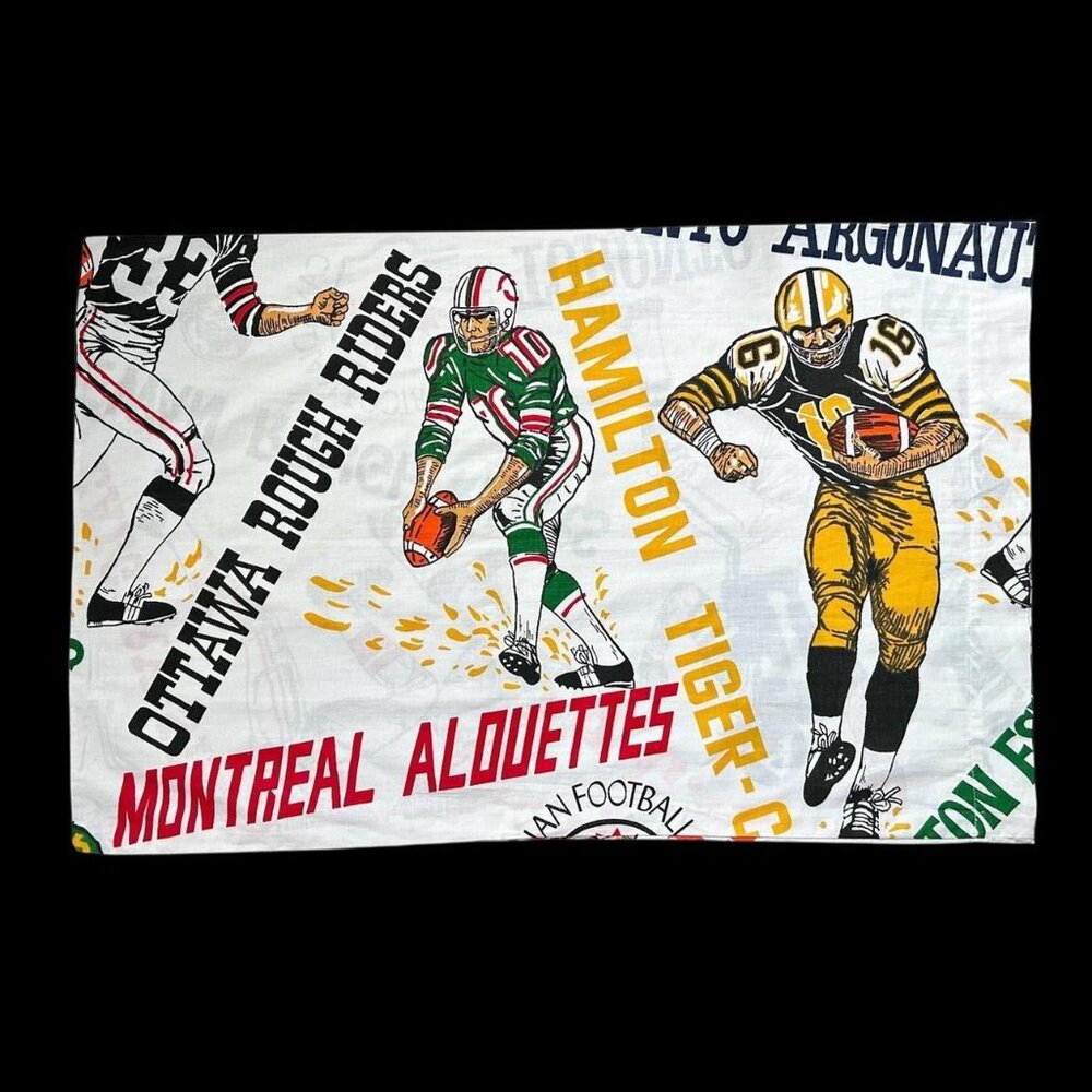 70s vintage CFL Canadian Football League pillowcase cotton Sears.